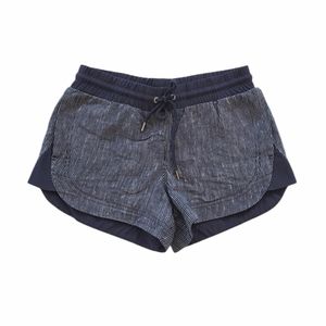 Athleta Linen Beachside Blue White Striped Shorts Womens Size 0
